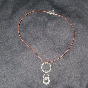 Silpada Brown Leather & Silver Pendant Necklace